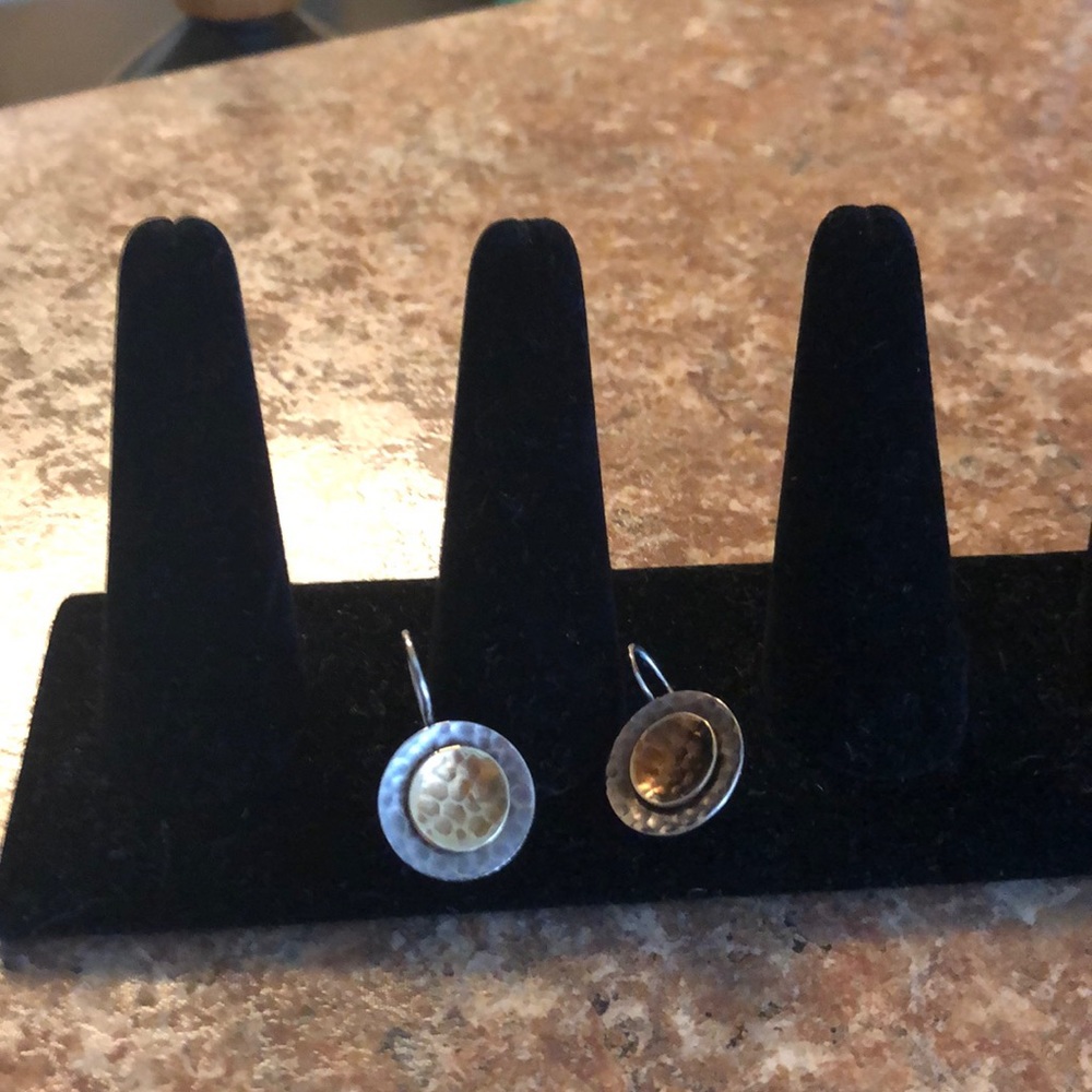 Sterling and bronze earrings